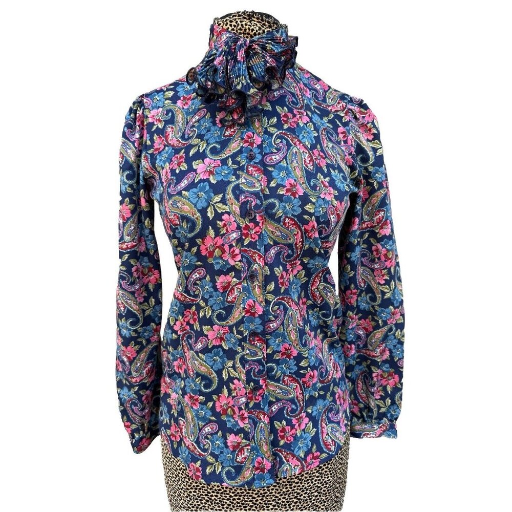 Vintage Levis Shirt Womens Size 6 Floral Western Blouse Square Dance 70s‎ Bow